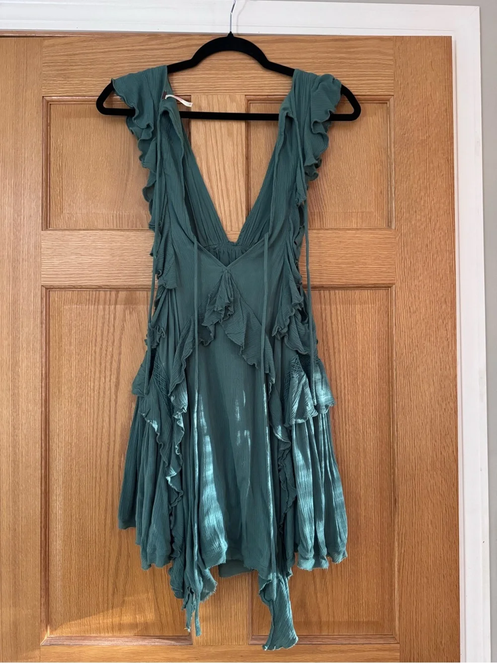 Free People free-est Antoinette Plunge Neck Tiered Mini Dress Boho